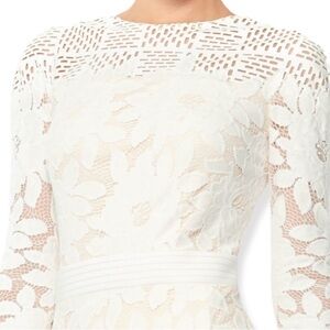 Tadashi Shoji Ivory Lace Long-Sleeve Fit-and-Flare Dress Size 4
